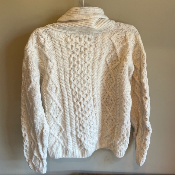 ORVIS Cable Knit Fisherman Ivory Women’s Wool Chunky Sweater Ireland M - Picture 3 of 6